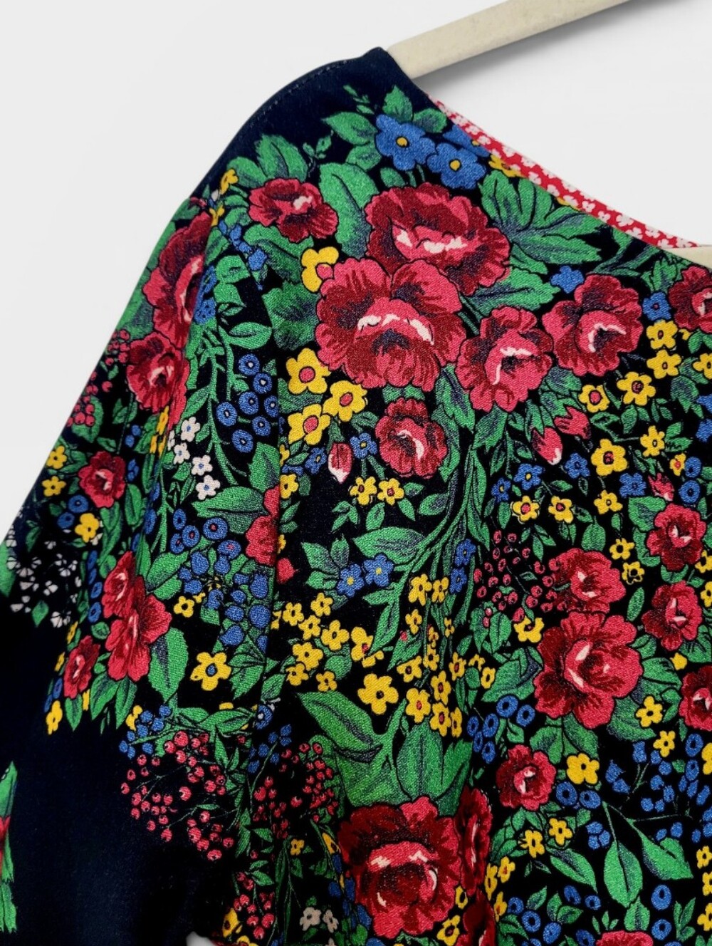 NWT PALAVA UK Beatrice Black Hungarian Flower Retro Belted Midi Dress US 10 - Picture 9 of 15